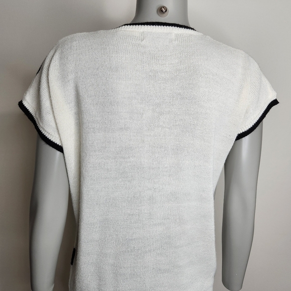 Vintage "Surrey Classics" Black Polka Dot Short Sleeve Knit Top Size XL - Picture 8 of 15